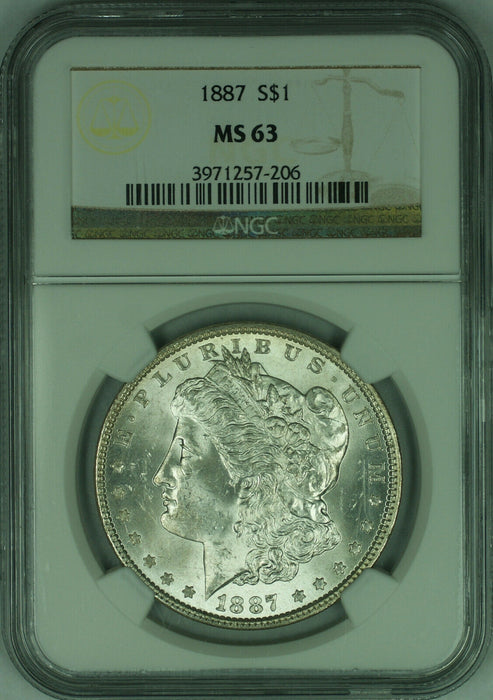 1887 Morgan Silver Dollar $1 Coin NGC MS-63