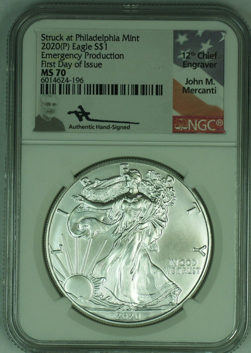 2020 American Silver Eagle $1 Coin ASE NGC MS 70 Struck At Philadelphia (49) B