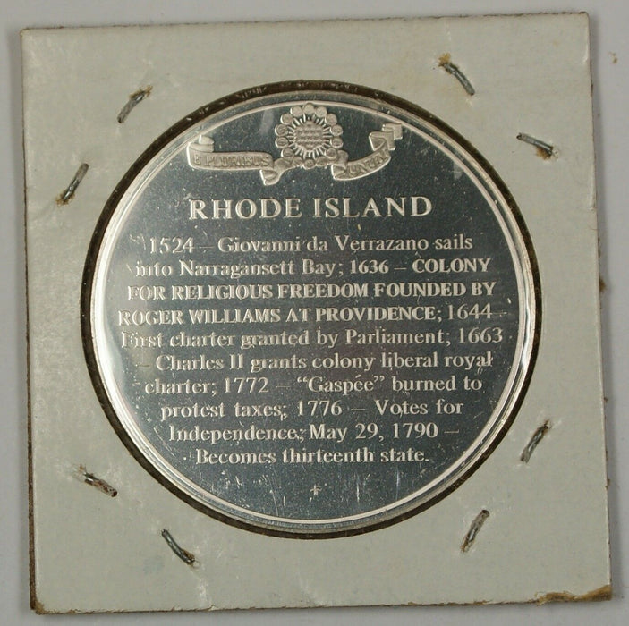 Rhode Island Gem Proof Coin Silver Medal Est. 1524 With Info on the State on Rev