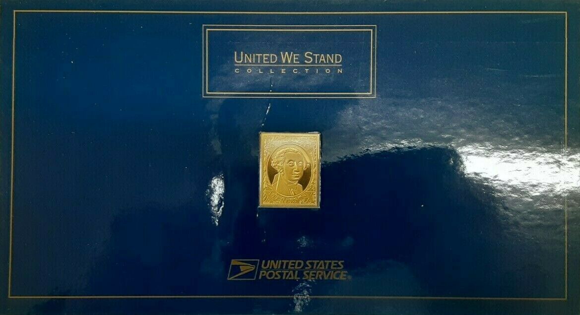 USPS United We Stand .999 Fine Silver Gold Plated Stamp - George Washington
