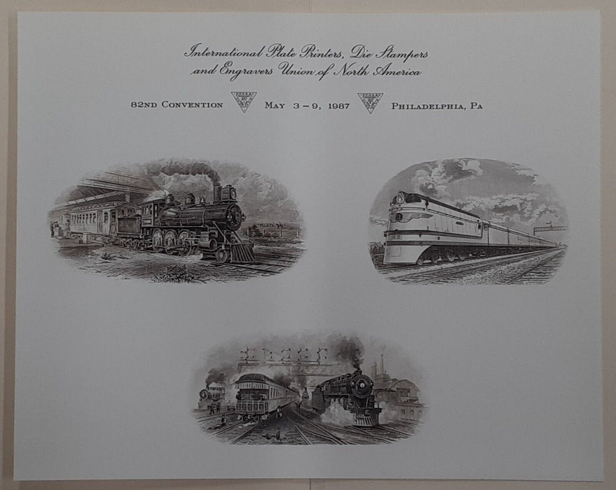 IPPDS F1987A&B 2 Souvenir Card Set Train Vignette Intaglio Print - See Photos