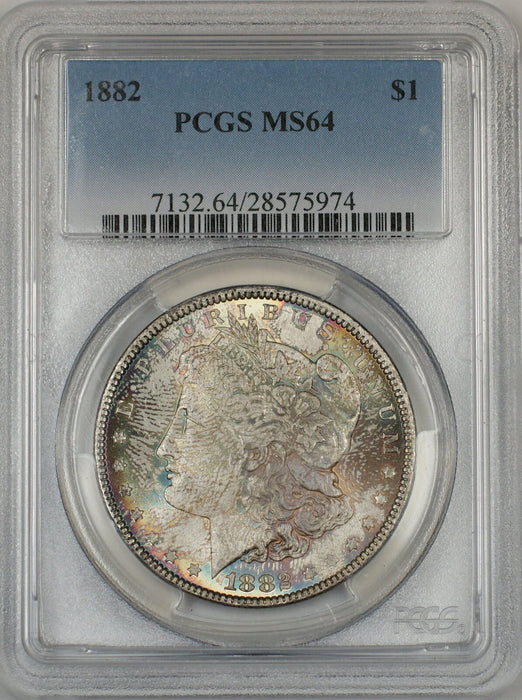 1882 Morgan Silver Dollar $1 Coin PCGS MS-64 *Nicely Toned* (Ta)