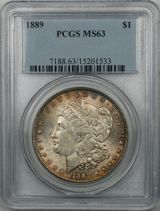 1889 Morgan Silver Dollar $1 Coin PCGS MS-63 Toned (BR-22 P)