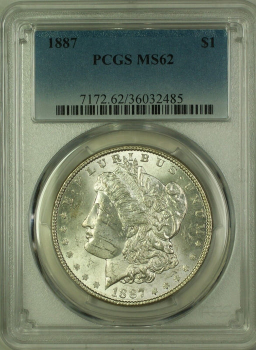 1887 Morgan Silver Dollar $1 Coin PCGS MS-62 (19R)