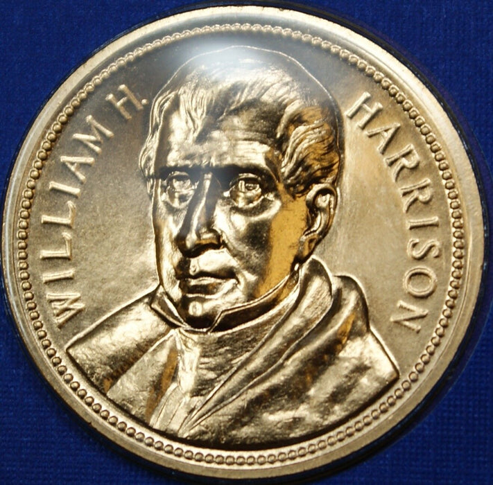 William Henry Harrison Presidential Medal, 24kt Gold Electroplated
