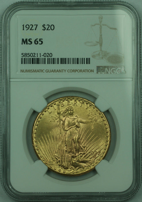 1927 St. Gaudens $20 Double Eagle Gold Coin NGC MS-65 Gem BU