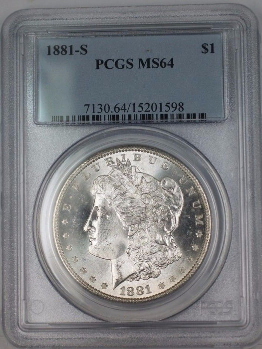 1881-S US Morgan Silver Dollar $1 Coin PCGS MS-64 Lightly Toned (Better) BR1 T