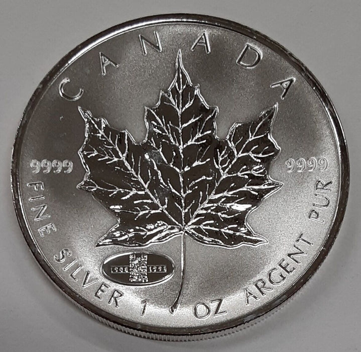 1998 Canada $5 Silver Maple Leaf w/90th Anniv. RCM Privy Mark Reverse Proof