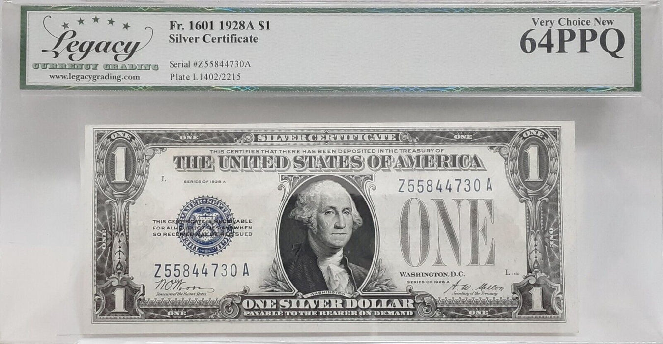 1928-A $1 Silver Certificate FR# 1601 Z-A Block Legacy Very Ch New 64PPQ   I