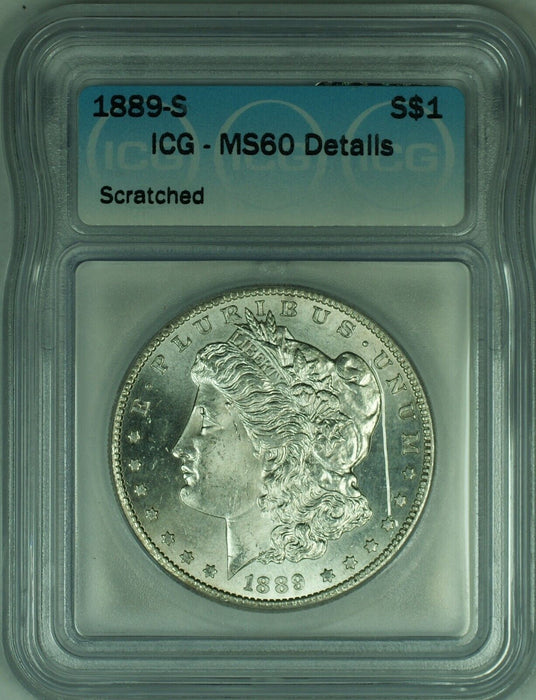 1889-S Morgan Silver Dollar $1 Coin ICG MS 60+ Details (23)