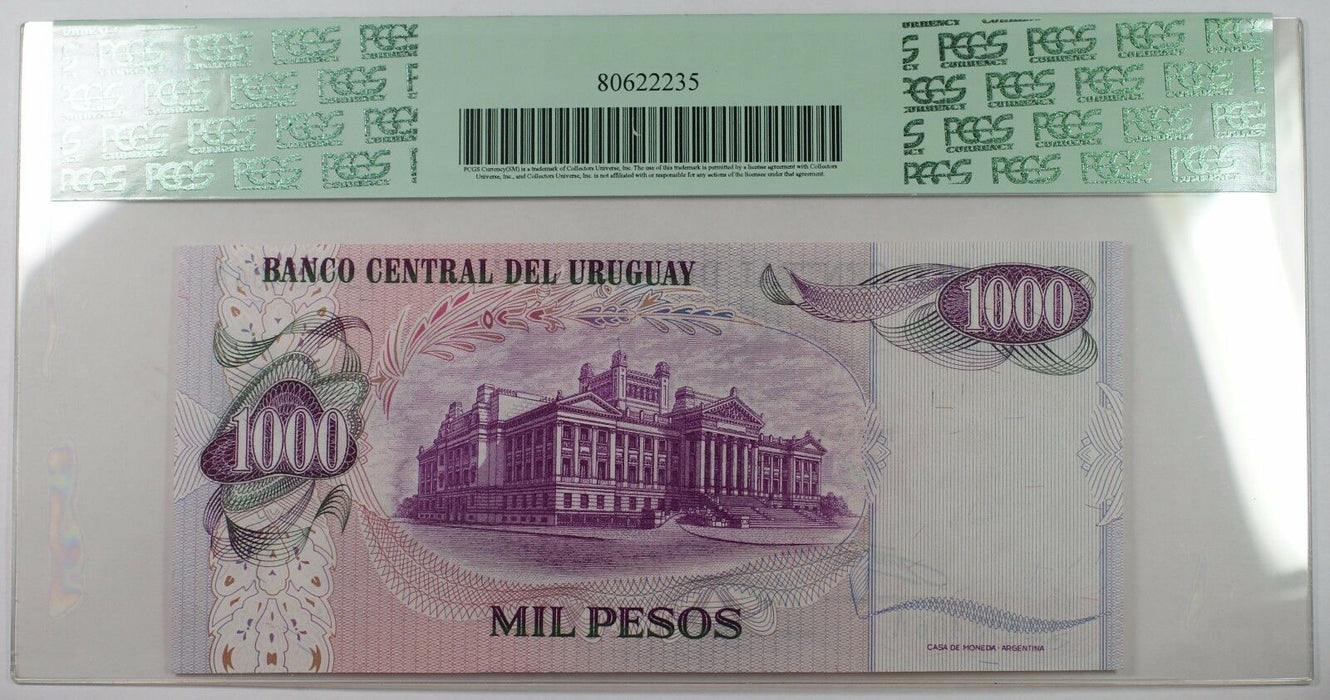 (1974) Uruguay Banco Central 1000 Pesos Note SCWPM# 52 PCGS 64 PPQ Very Ch New