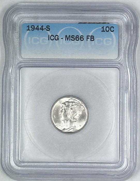 1944-S Mercury Silver Dime 10c Coin ICG MS 66 FB (54)