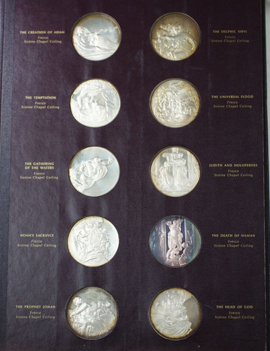 Collection of 60 1.3 ozt Sterling Silver Medals Frescoes of the Sistine Chapel