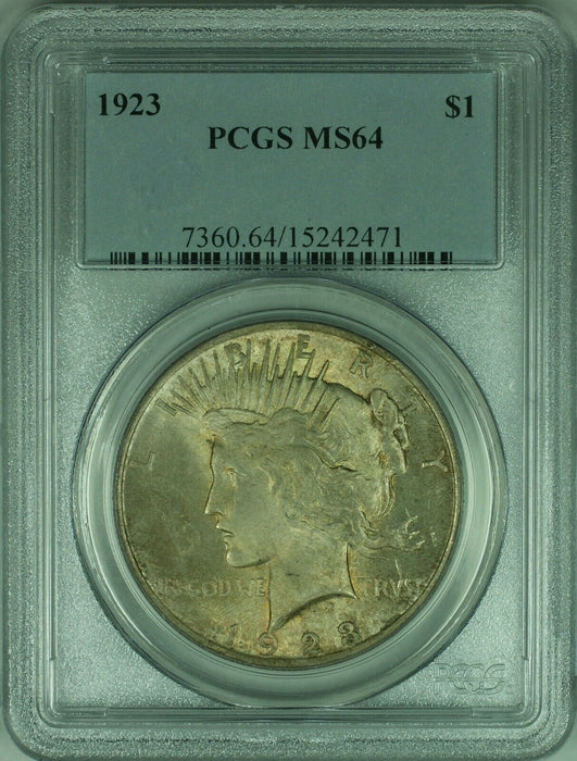 1923 Peace Silver Dollar $1 Coin PCGS MS-64 Nice Overall Toning (34-F)
