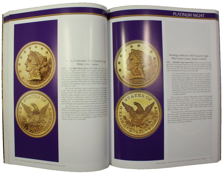 April 18-22 '11 Platinum Night U.S. Coin Auction #1169 Catalog Heritage (A30)