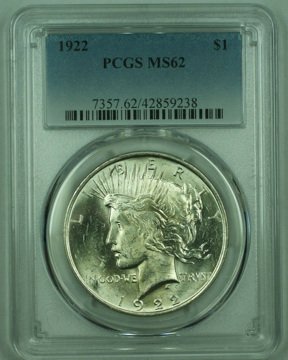1922 Peace Silver Dollar S$1 PCGS MS-62 (38A)