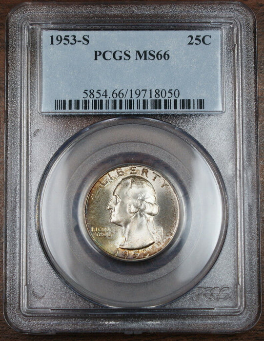 1953-S Silver Washington Quarter, PCGS MS-66 Toned