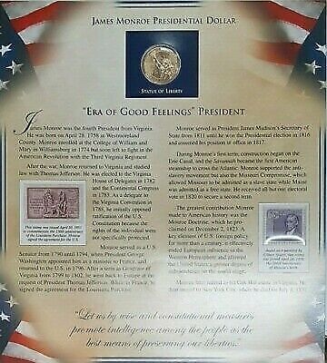 PCS James Monroe BU Presidential $1 Coin & Stamp Set in Holder