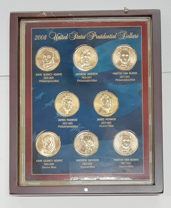 2008 U.S Presidential Dollar 8 Coin Set Uncirculated P & D in Case