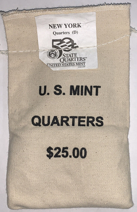 $25 (100 UNC Coins) 2001 New York-D State Quarter Original Mint Sewn Bag