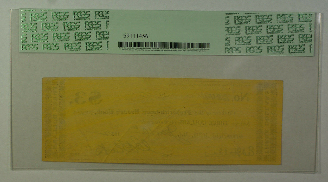 Jan 10 1832 $3 Obsolete Currency Greenfield Mills MD PCGS 50 KSG 57.1.11