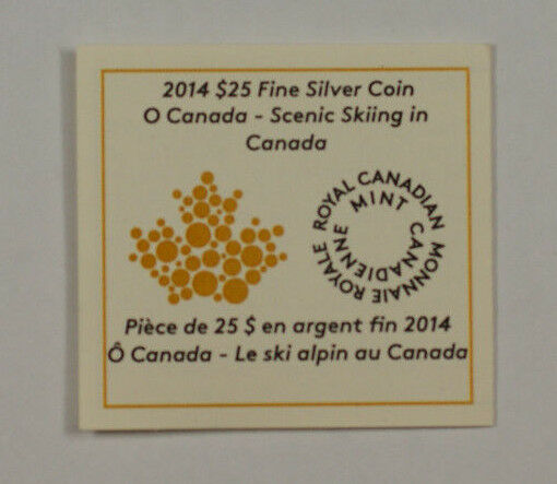 2014 Canada $25 1 Oz Fine Silver Coin Scenic Skiing In Canada
