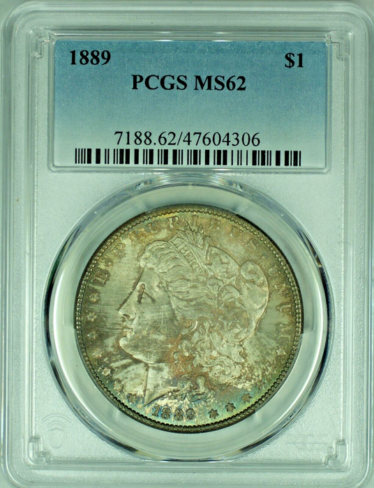 1889 Morgan Silver Dollar Toned PCGS MS 62+ B 47