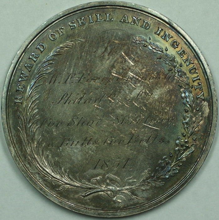 1824 Franklin Institute of the Sate of Pennsylvania Silver Medal Reward 1851