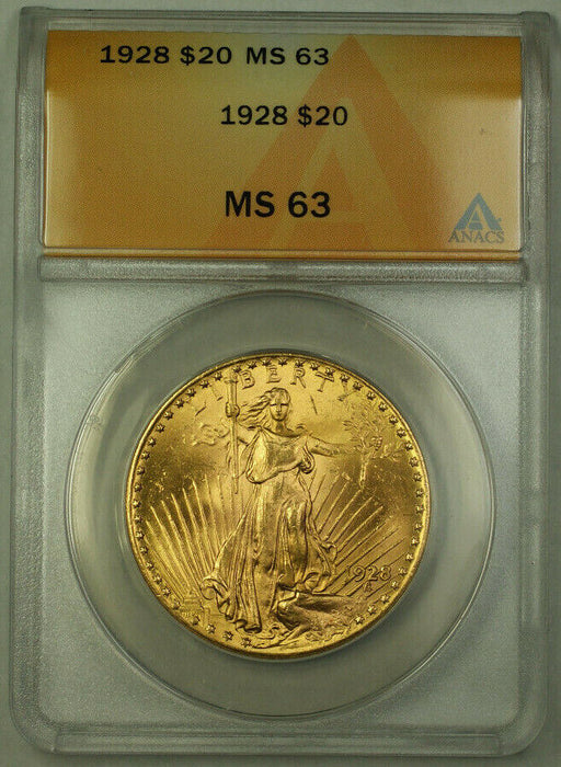 1928 St. Gaudens Double Eagle $20 Gold Coin ANACS MS-63