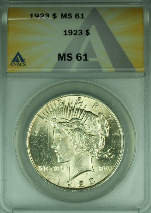 1923 Peace Silver Dollar S$1 ANACS MS-61 Better Coin  (45C)