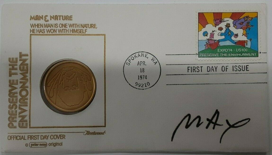 Fleetwood Commem Issue Gold Plated Silver Medal Environment W/Stamp on FDC