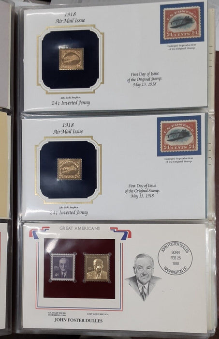 Golden Replicas & FDCs of US Stamps Postal Commem. '87-'88 71 Total W/Info Cards