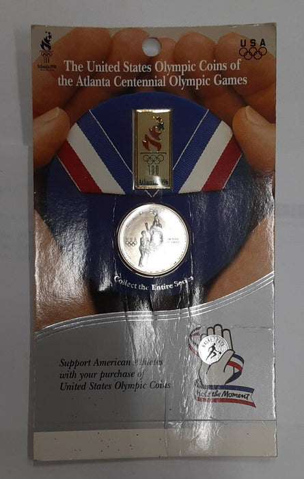 1995 Atlanta Olympics BU Half Dollar with/Pin in Original Card & COA