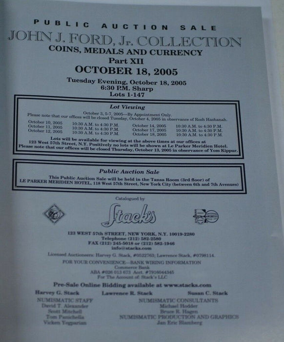 Stack's John Ford Collection Catalog The Silver Coinage of Mass 10/18/05 RSE C23