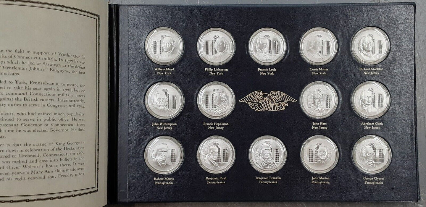 Franklin Mint .925 Silver Medal Signers of the Declaration 56 Pc Complete Set