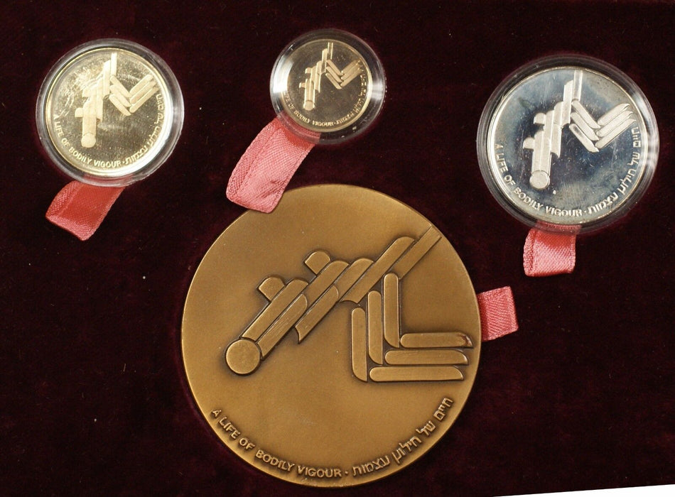 1984 Israel LA Olympics 4 Pc Gold, Silver & Bronze State Medal Set w/ Case & COA