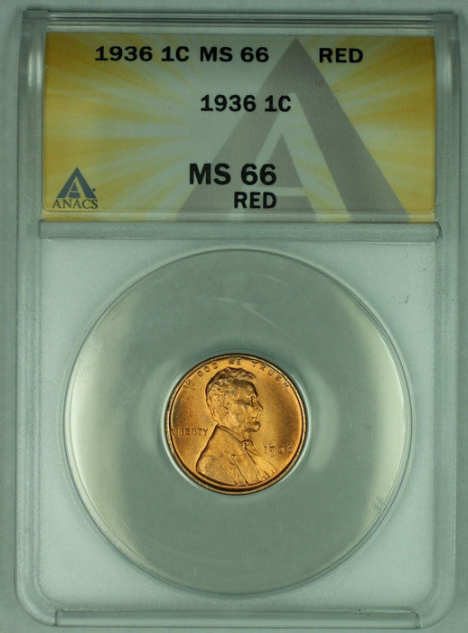 1936 Lincoln Wheat Cent 1C Coin ANACS MS 66 RD (20)