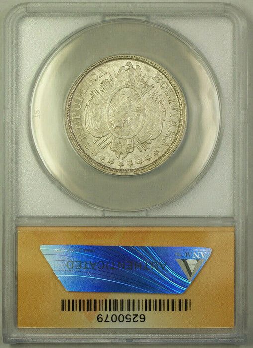 1900-P MM Bolivia 50 Centavos Silver Coin ANACS AU-50