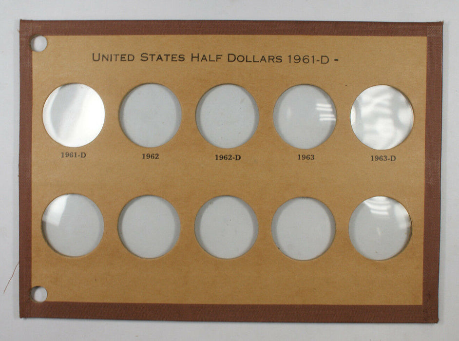 Empty Vintage National Coin Album Pages Half Dollar Set 1948-1961D