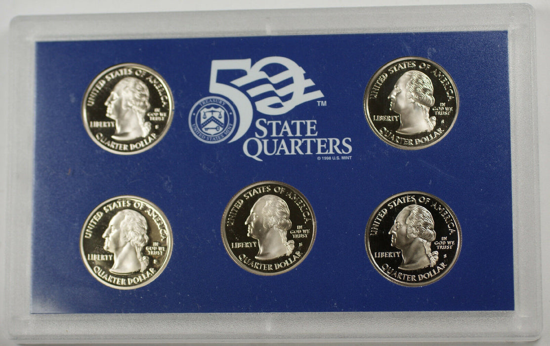 2005-S State Quarter Set 5 Coins Total in Hard Plastic Holder OGP W/ Box & COA