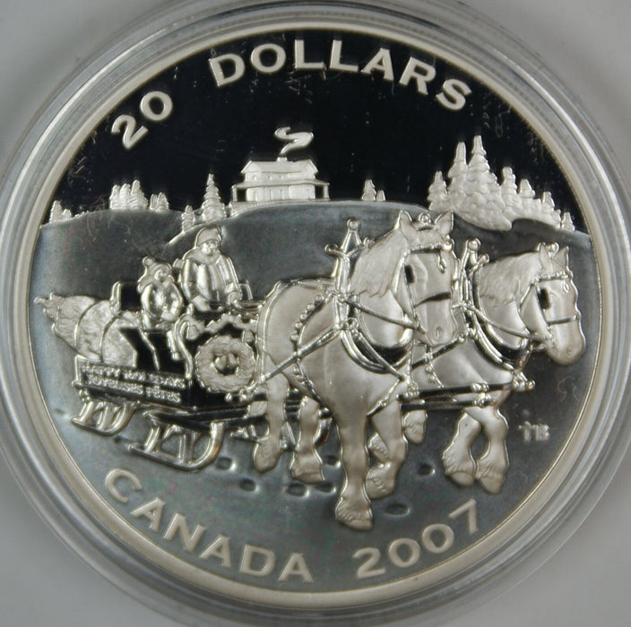 2007 Canada $20 Holiday Sleigh Ride Proof 1oz .9999 Silver Coin- w/ Box & COA