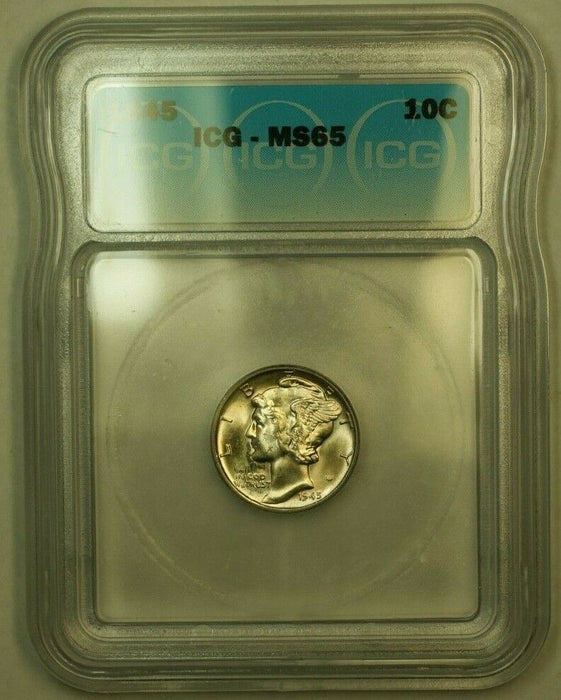 1945 Silver Mercury Dime 10c Coin ICG MS-65 JJ