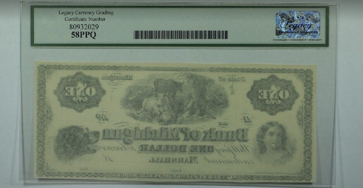 Bank Of Michigan, Marshall, MI Haxby 265-G2, Legacy Choice AU 58 PPQ