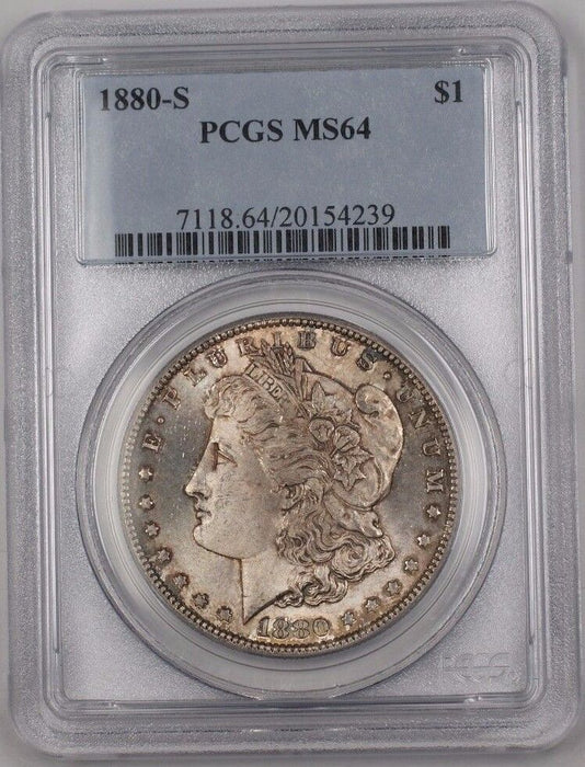 1880-S US Morgan Silver Dollar Coin $1 PCGS MS-64 Toned BR2 E