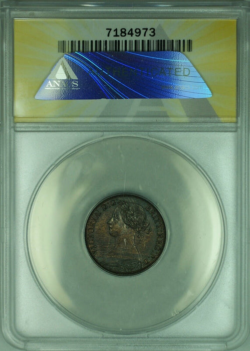 1868 Great Britain Farthing Copper Coin ANACS AU-55  (WB2)