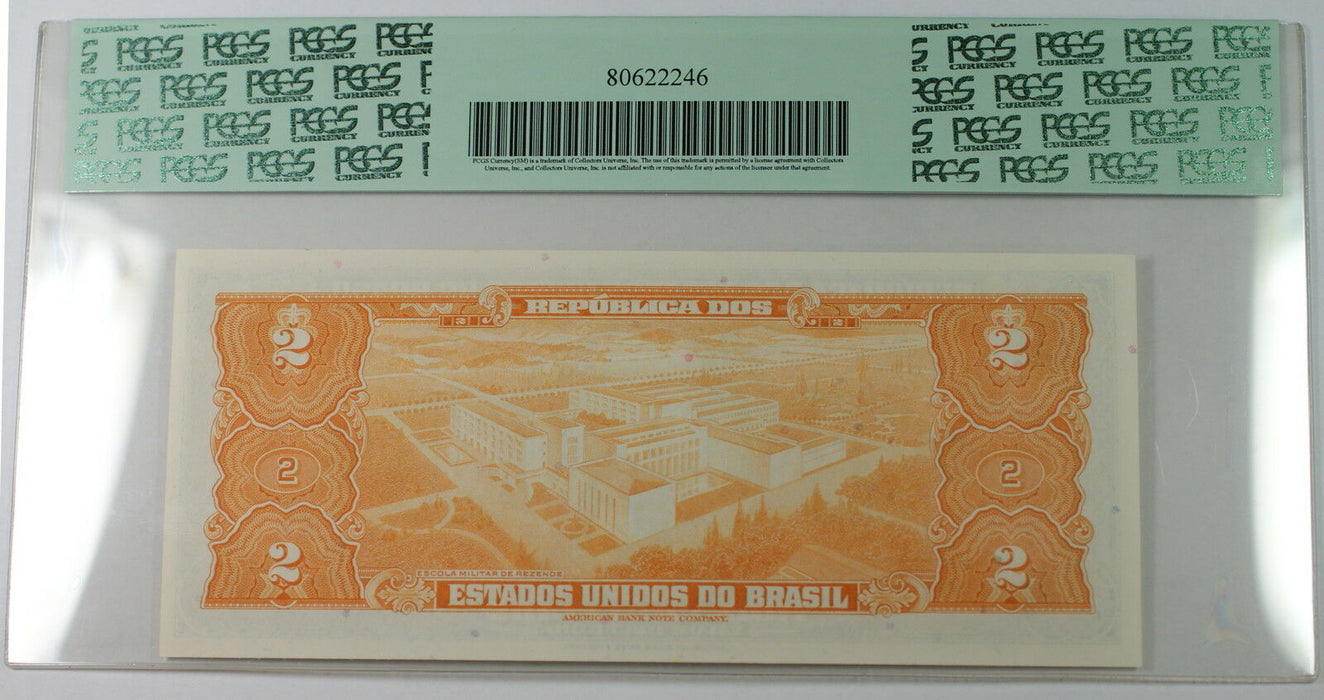 (1954-58)Brazil Tesouro Nacional 2 Cruzeiros Note SCWPM 151b PCGS 65 PPQ Gem New