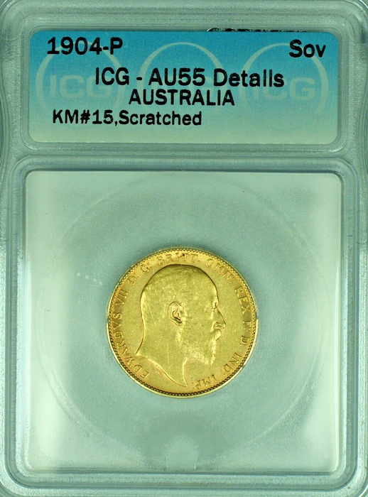 1904-p Australia Sovereign SOV Australian Gold Coin ICG AU 55 Details