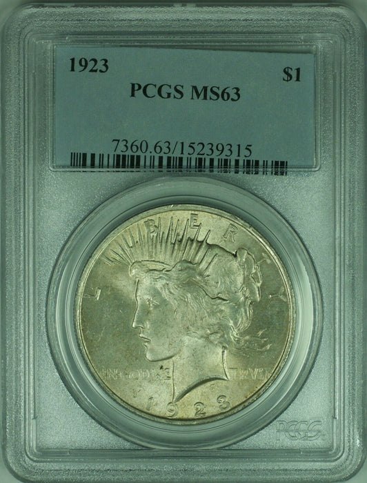 1923 Peace Silver Dollar $1 Coin PCGS MS-63 Lightly Toned (34-J)