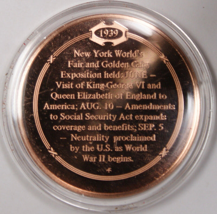 Bronze Proof Medal US Neutrality Proclaimed September 5 1939