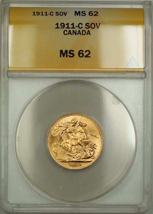 1911-C Canada Sovereign Gold Coin ANACS MS-62